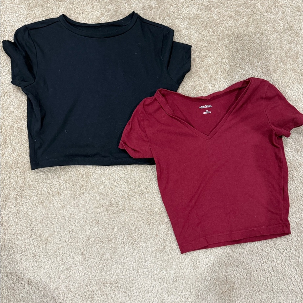 wild fable black and red crop top